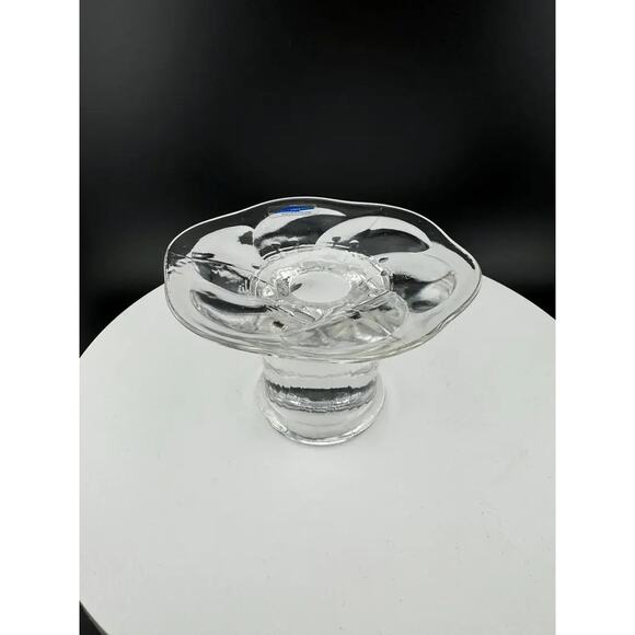 Vintage Nuutajarvi 1793 Wartsila Finland Water Lily Candlestick Holder - Picture 1 of 6